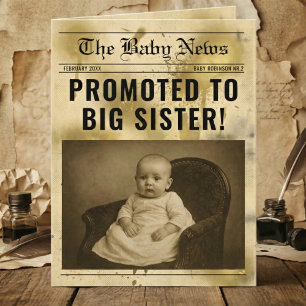 vintage gold Newspaper Pregnancy Announcement