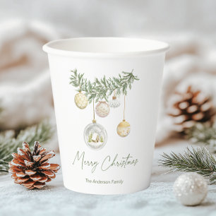 Vintage Gold Ornament Christmas Paper Cups