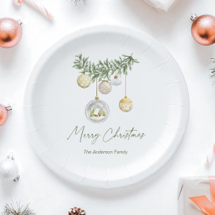 Vintage Gold Ornament Christmas Paper Plates
