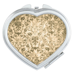 Vintage Gold Pattern Compact Mirror