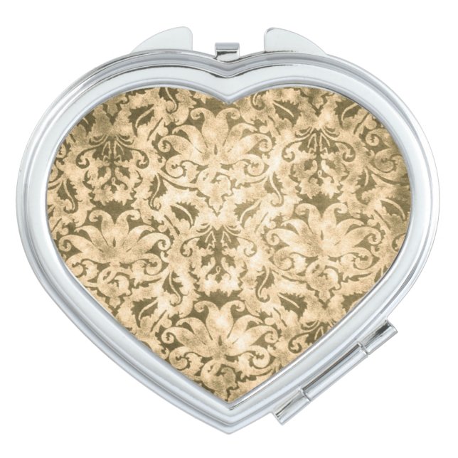 Vintage Gold Pattern Compact Mirror (Front)
