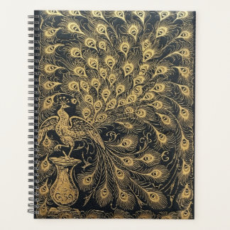 Vintage Gold Peacock Luxury Spiral Notebook Journa