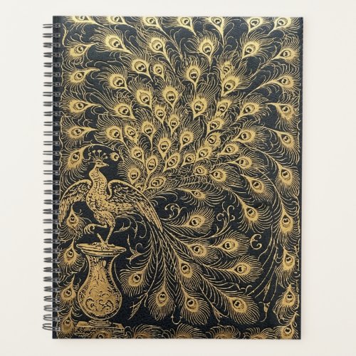 Vintage Gold Peacock Luxury Spiral Notebook Journa