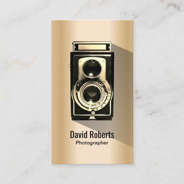 Vintage Gold Photographer Camera Photography Business Card (Front)