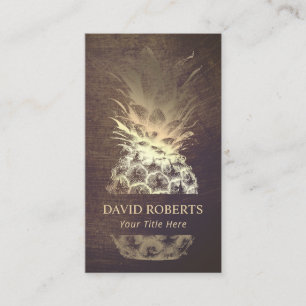 Vintage Gold Pineapple Event Planning Catering Business Card