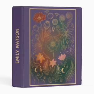 Vintage Gold Poppy Dark Botanical Avery Mini Binde Binder