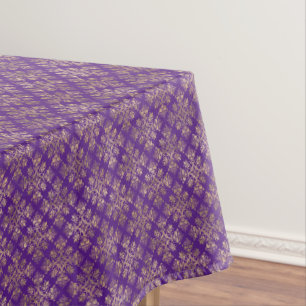 Vintage Gold Purple Damask Tablecloth