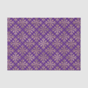 Vintage Gold Purple Damask Tissue Paper