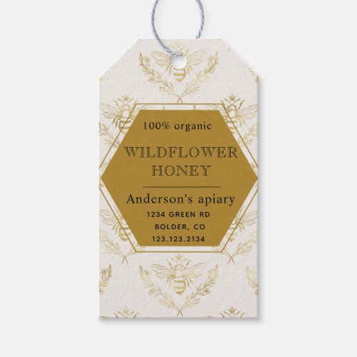 vintage gold queen bee apiary favor tag
