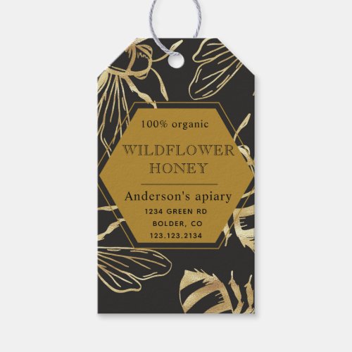 vintage gold queen bee apiary favor tag