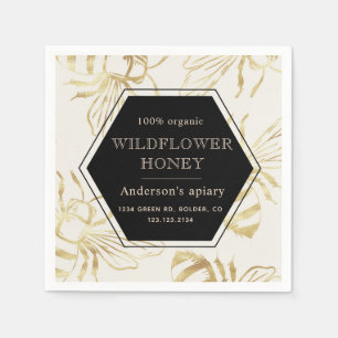 vintage gold queen bee apiary honey monogram napkins