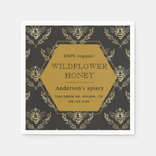 vintage gold queen bee apiary honey monogram napkins