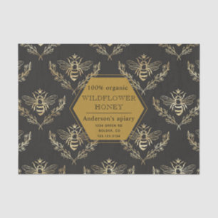 Vintage Gold Queen Bee Apiary Monogram Tissue Paper