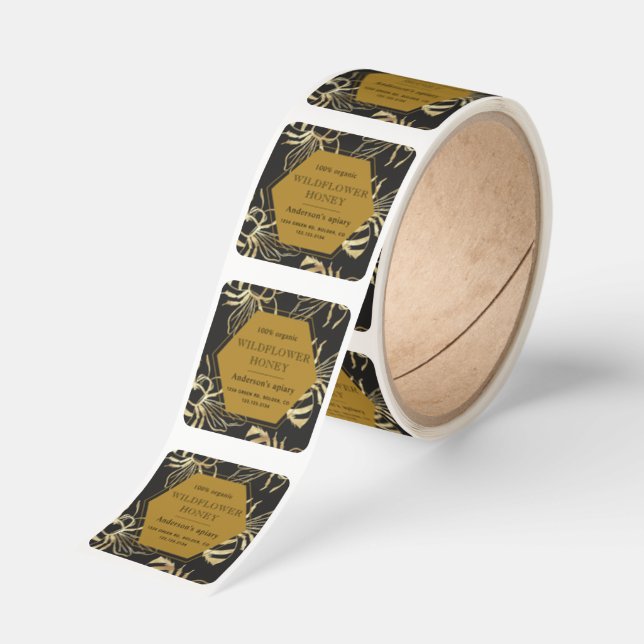 Vintage Gold Queen Bee Honey Jar Label (Roll)