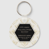 vintage gold queen bee monogram apiary keychain