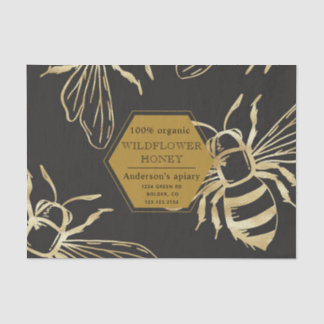 vintage gold queen been apiary monogram tissue paper