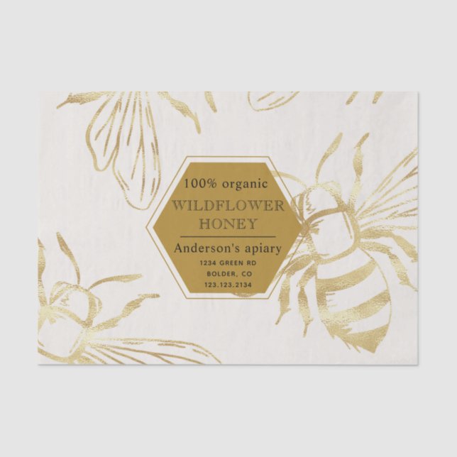 vintage gold queen been apiary monogram tissue paper (Front)