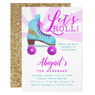 Personalised Roller Skating Party Invitations Unicorn Invite Disco Skate
