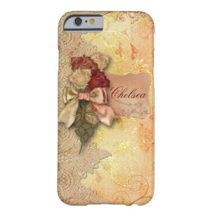 Vintage Gold Roses and Lace Personalized Barely There iPhone 6 Case