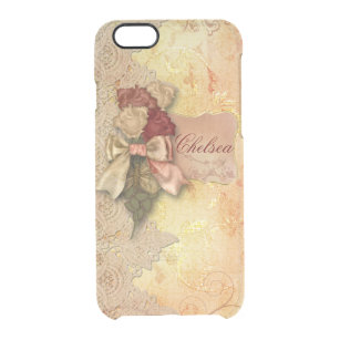 Vintage Gold Roses and Lace Personalized Clear iPhone 6/6S Case