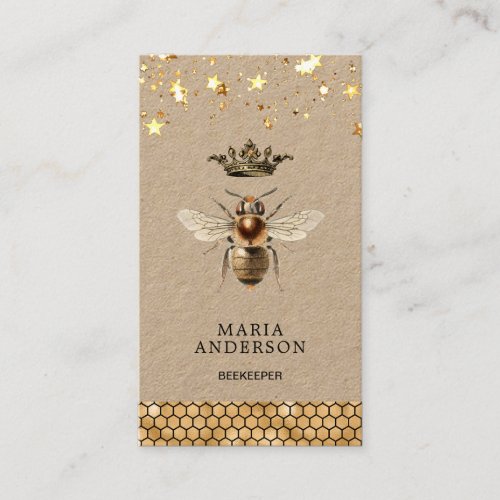 Vintage Gold Royal Queen Bee Beekeeper Kraft Business Card