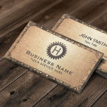 Vintage Gold Rusty Metal Framed Steampunk  Business Card<br><div class="desc">Vintage Monogram Rusty Metal Background Steampunk Business Cards.</div>