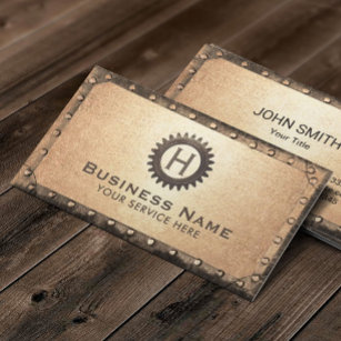 Vintage Gold Rusty Metal Framed Steampunk  Business Card