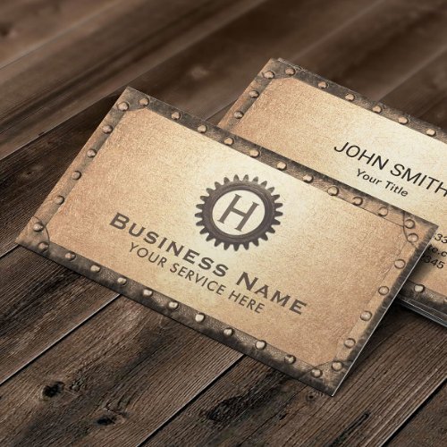 Vintage Gold Rusty Metal Framed Steampunk  Business Card
