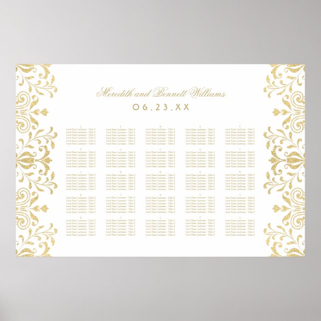 Vintage Gold Scrollwork Seating Chart (Front)