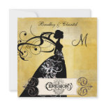 Vintage Gold Silhouette Bride Invitation
