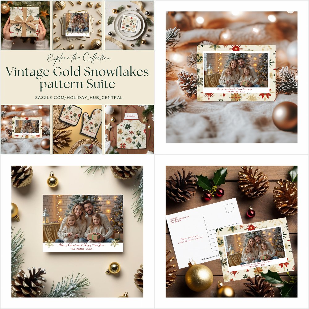 Gold Snowflakes Pattern Suite