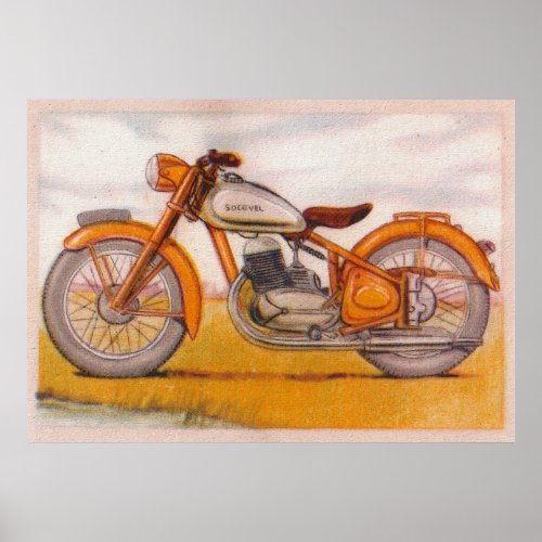 Vintage Gold Socovel Motorcycle Print