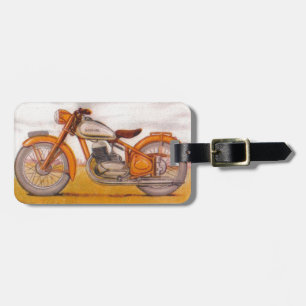 Vintage Gold Socovel Motorcycle Print Luggage Tag