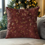 Vintage Gold Sparkle Burgundy Christmas Snowflake Throw Pillow<br><div class="desc">This design may be personalized by choosing the Edit Design option. You may also transfer onto other items. Contact me at colorflowcreations@gmail.com or use the chat option at the top of the page if you wish to have this design on another product or need assistance with this design. I am...</div>