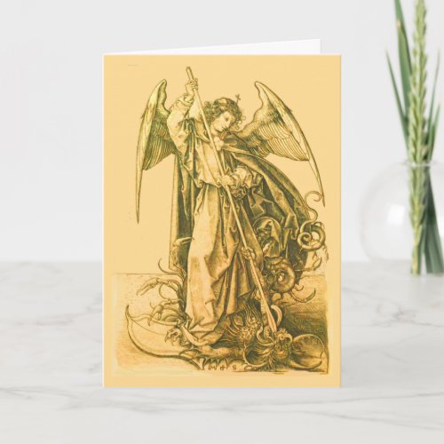 Vintage Gold St Michael the Archangel Catholic  Card