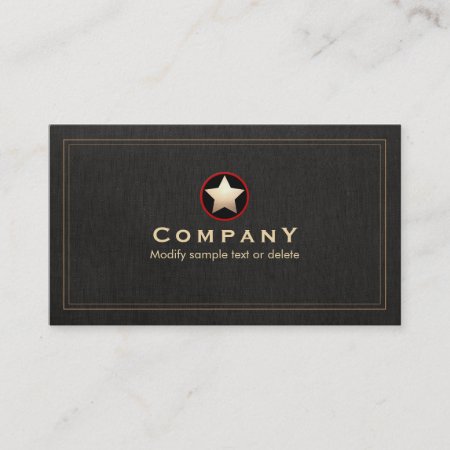 Vintage Gold Star Logo Professional Black Business Card