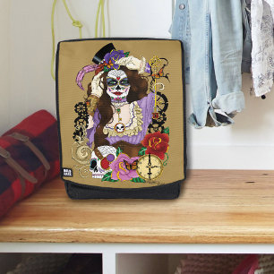 Vintage Gold Steampunk Sugar Skull Purple Backpack