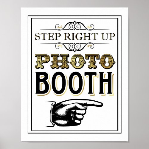 Vintage Gold STEP RIGHT UP PHOTO BOOTH Sign Print