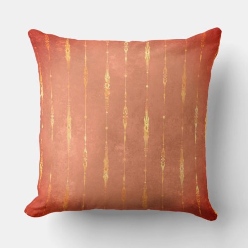 Vintage gold striped ginger pumpkin orange fall  throw pillow