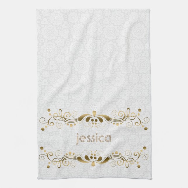 Vintage Gold Swirls Frame Towel (Vertical)
