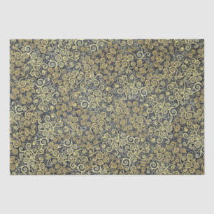 Vintage Gold Swirls Pattern Luxury Charcoal Grey Tissue Paper