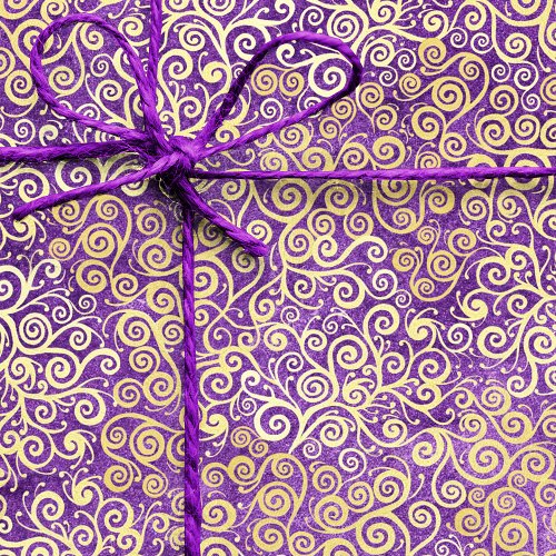 Vintage Gold Swirls Pattern Luxury Purple Amethyst Tissue Paper