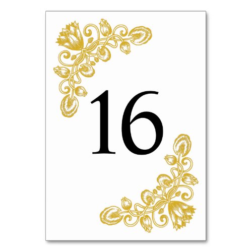 Vintage Gold Table 16 Table Number