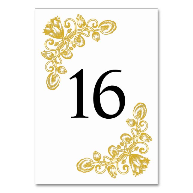 Vintage Gold Table 16 Table Number (Front)