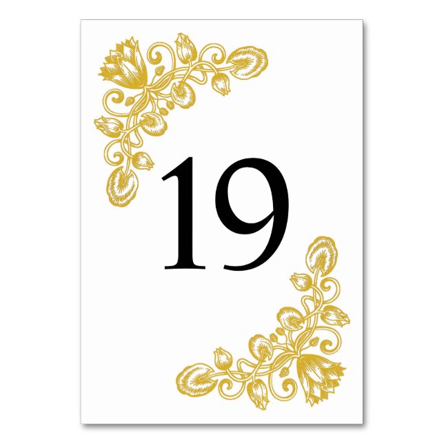 Vintage Gold Table 19 Table Number (Front)
