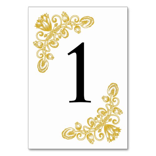 Vintage Gold Table 1 Table Number
