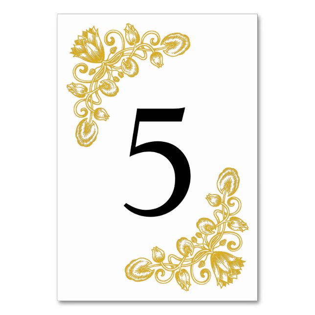 Vintage Gold Table 5 Table Number (Front)