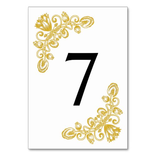 Vintage Gold Table 7 Table Number