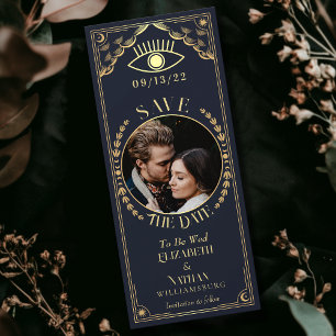 Vintage Gold Tarot Card Photo Save the Date