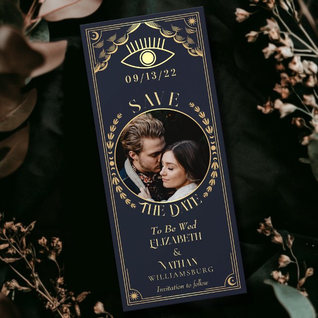 Vintage Gold Tarot Card Photo Save the Date (Creator Uploaded)